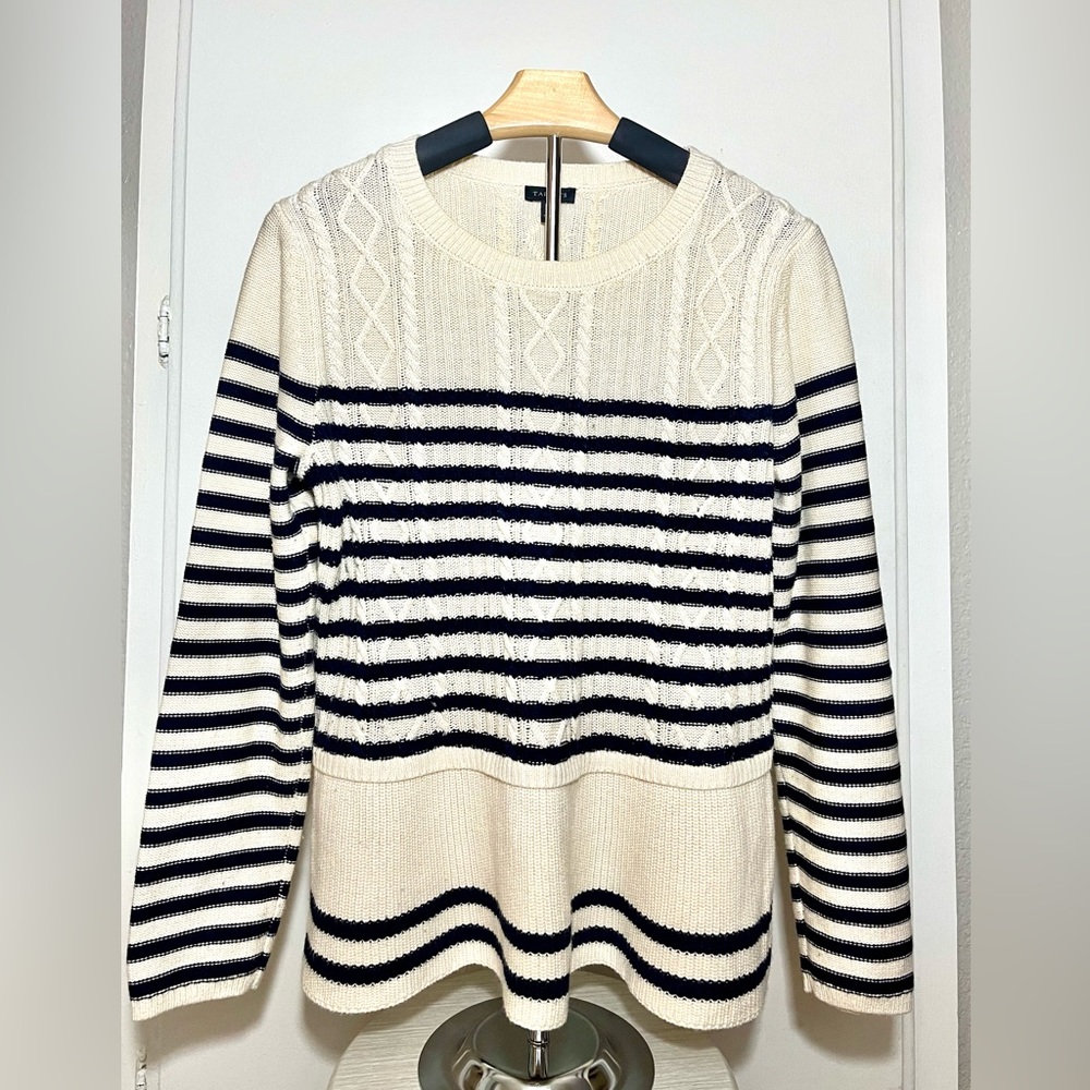Talbots Peplum Cable knit Pullover